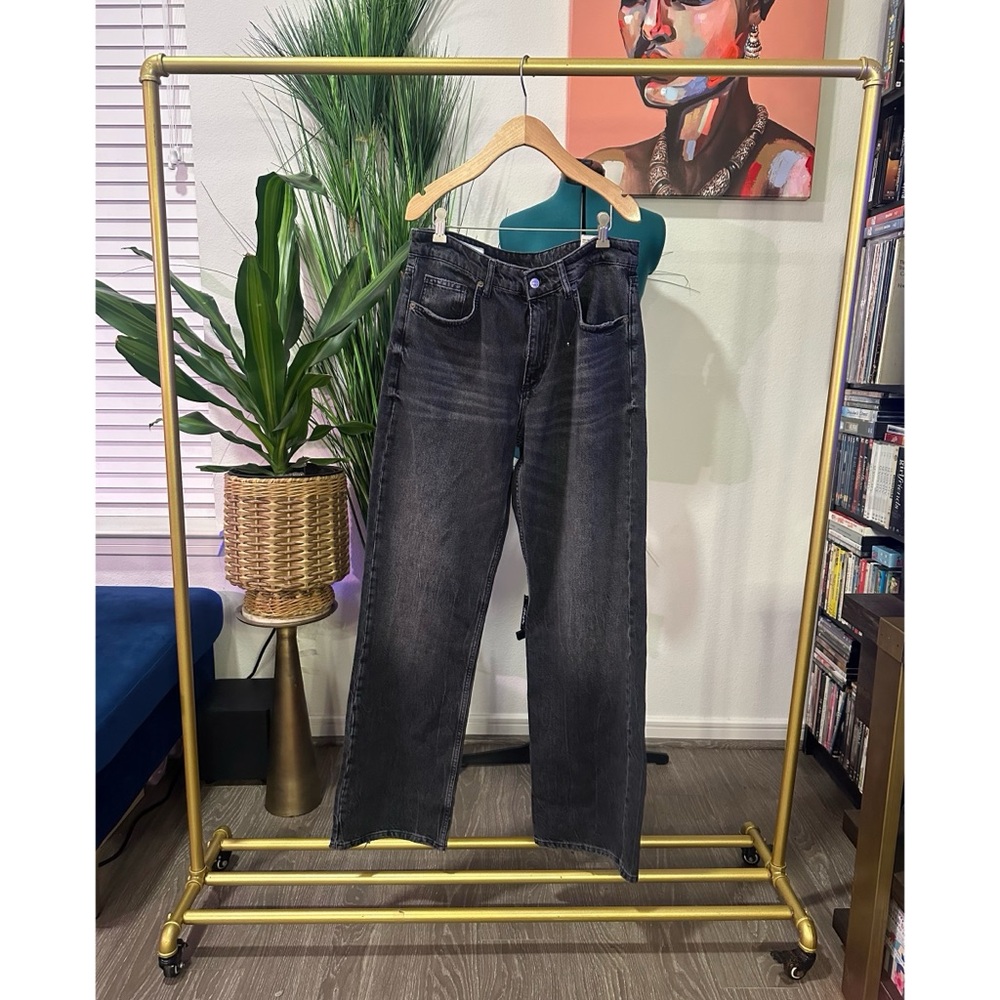 Zara Black Washed Flare Jeans